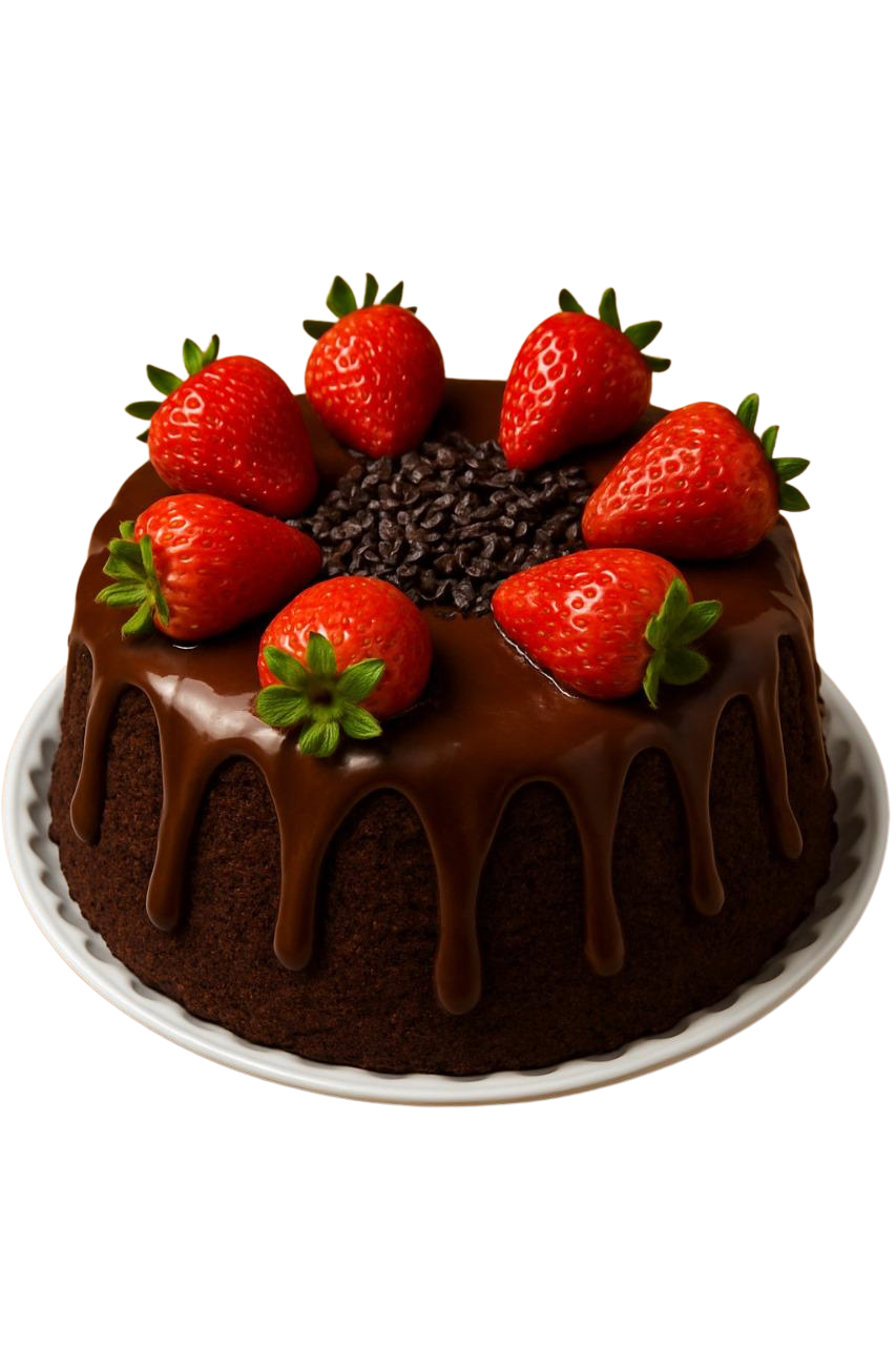 Bolo de Chocolate com Morangos